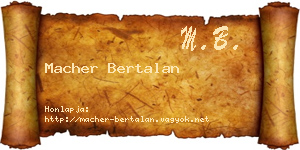 Macher Bertalan névjegykártya